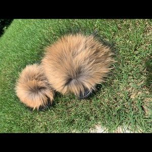 Natural Raccoon Fur Slides : PREORDER ONLY!